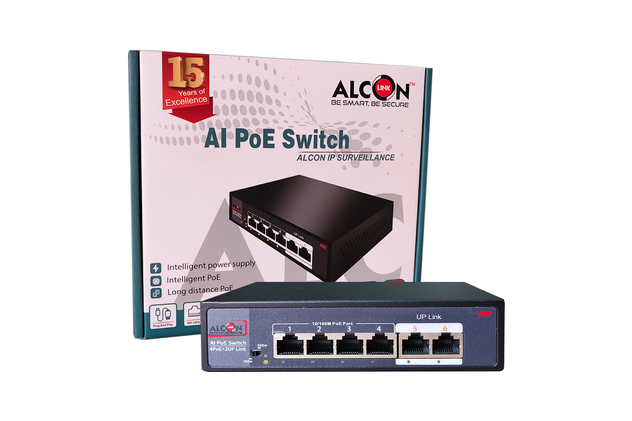 4Port POE+ 2* Port Fast Ethernet 250m Long Distance Desktop Switch